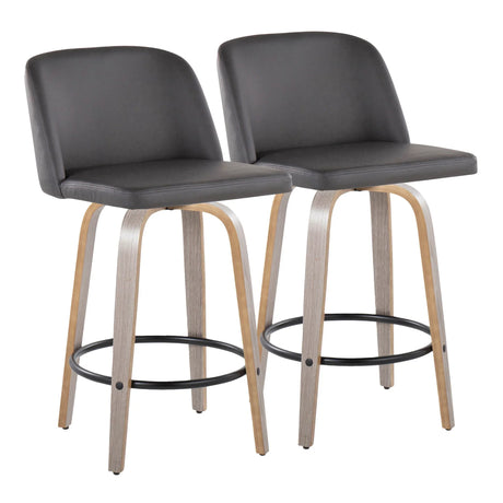 Toriano - Contemporary Fixed Height Counter Stool With Swivel & Round Footrest (Set of 2) - Furniture Home Direct