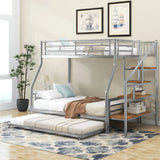 Metal Bunk Bed With Trundle And Storage Staircase - Furniture Home Direct