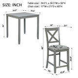 5 Piece Dining Table Set, Wooden Dining Square Table Set For 4 - Furniture Home Direct