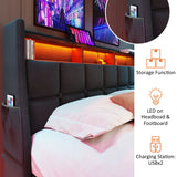 Upholstered Platform Bed With A Hydraulic Storage System, LED And USB Charging (Without Mattress) - Furniture Home Direct