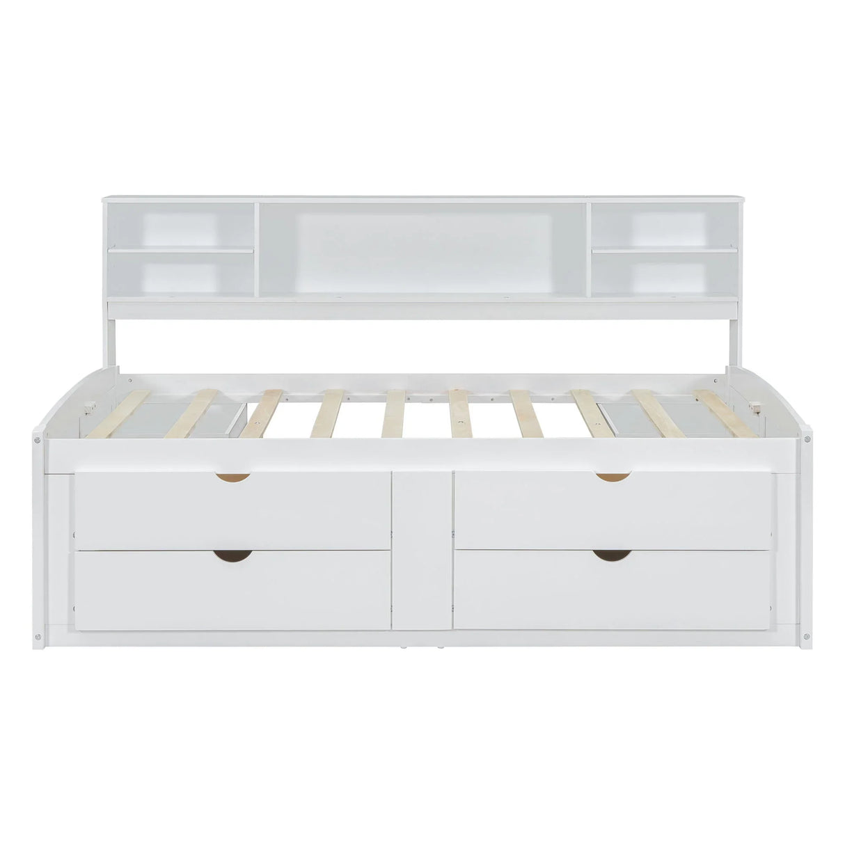 Daybed With 2 Bedside Cabinets, Upper Shelves And 4 Drawers - Furniture Home Direct