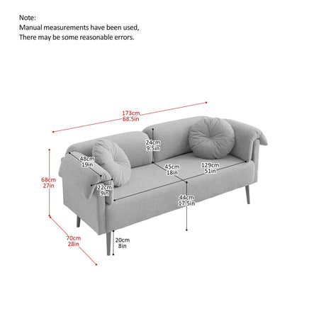 Modern Lamb Wool Sofa With Decorative Throw Pillows For Small Spaces - Furniture Home Direct