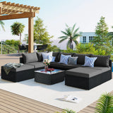 8 Pieces Outdoor Patio Furniture Conversation Wicker Sofa Set - Furniture Home Direct