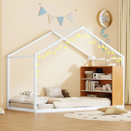 Bed House Frame With Shelves And Lights - Furniture Home Direct