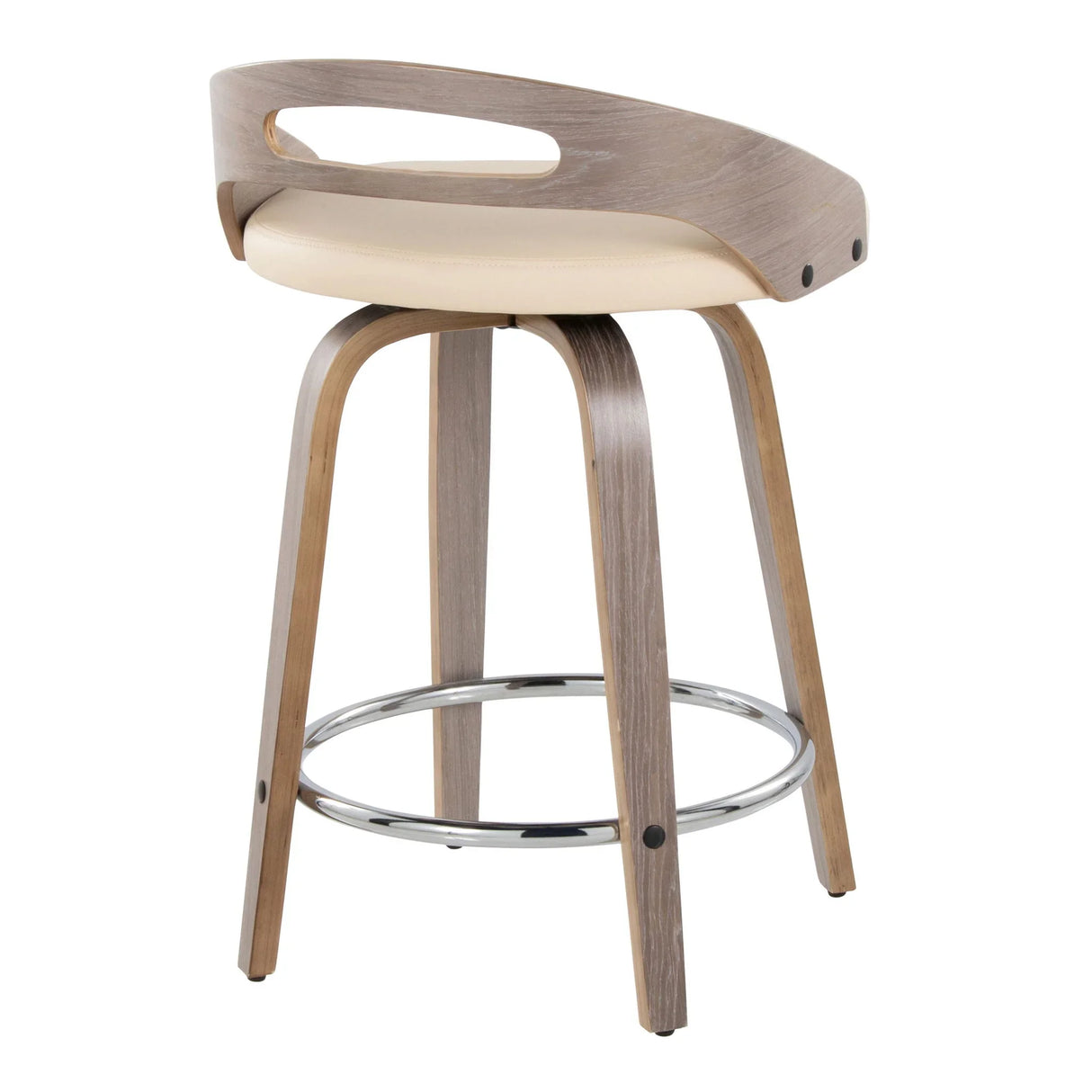 Cassis - Mid Century Modern Fixed Height Counter Stool With Swivel With Round Footrest (Set of 2) - Furniture Home Direct