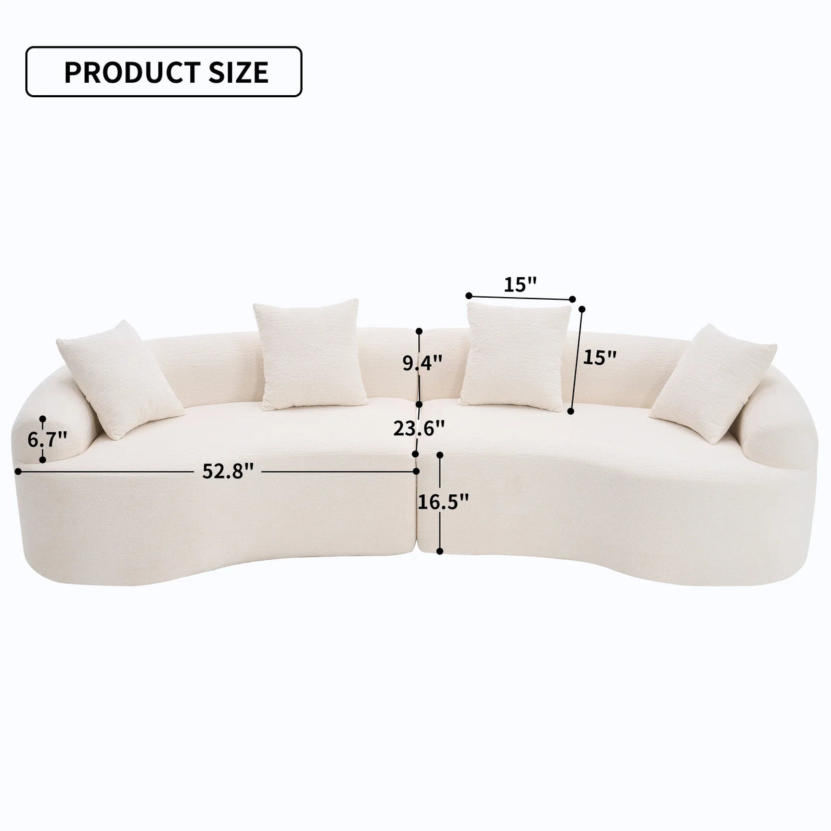 Modern Sectional Sofa with Chenille fabric and 4 pillows - White - Furniture Home Direct