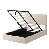 Platform Bed With Hydraulic Storage Upholstered Beige - Furniture Home Direct