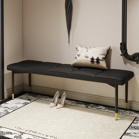Multifunctional Shoe Bench With Faux Cushion - Black - Furniture Home Direct