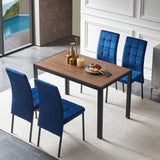 5 Piece Dining Set Including Velvet High Back Nordic Dining Chair & Creative Design Dining Table - Furniture Home Direct