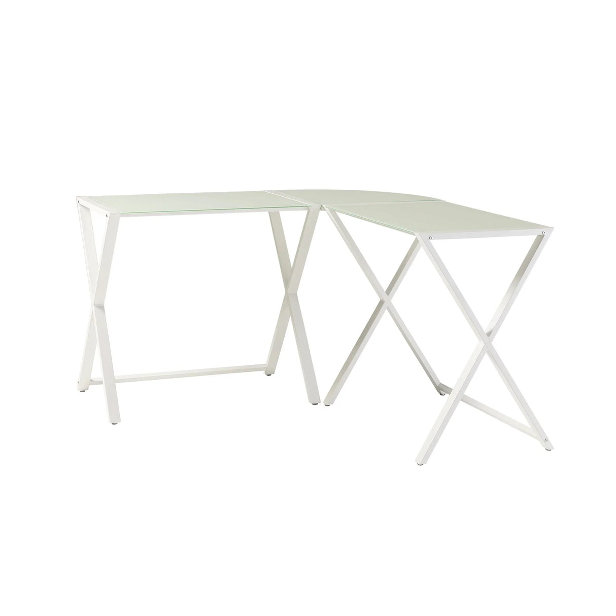 Modern X Leg L Shaped Computer Desk - White - Furniture Home Direct