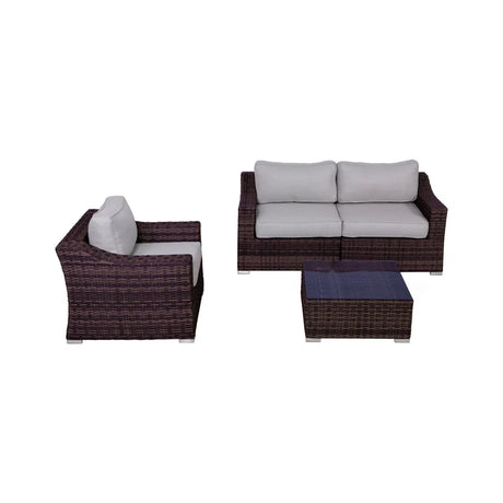 Outdoor Wicker Conversation Set With Cushions, All Weather - Furniture Home Direct