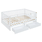 Daybed With Fence Guardrails And 2 Drawers, Split Into Independent Floor Bed & Daybed - Furniture Home Direct