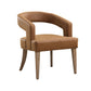 Wide Modern Barrel Open Back Upholstered Accent Chair With Weathered Solid Wood Legs - Furniture Home Direct