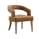 Wide Modern Barrel Open Back Upholstered Accent Chair With Weathered Solid Wood Legs - Furniture Home Direct