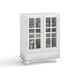 Minimalist Buffet Cabinet With Double Glass Doors And Drawer - Furniture Home Direct