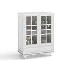 Minimalist Buffet Cabinet With Double Glass Doors And Drawer - Furniture Home Direct