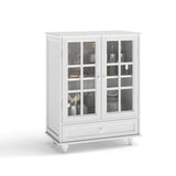 Minimalist Buffet Cabinet With Double Glass Doors And Drawer - Furniture Home Direct