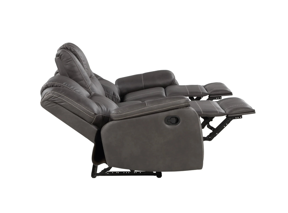 Katrine - 3 Piece Reclining Living Room Set - Charcoal - Furniture Home Direct