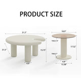 Nesting Coffee Tables Modern Round MDF Glass Beige Amber - Furniture Home Direct