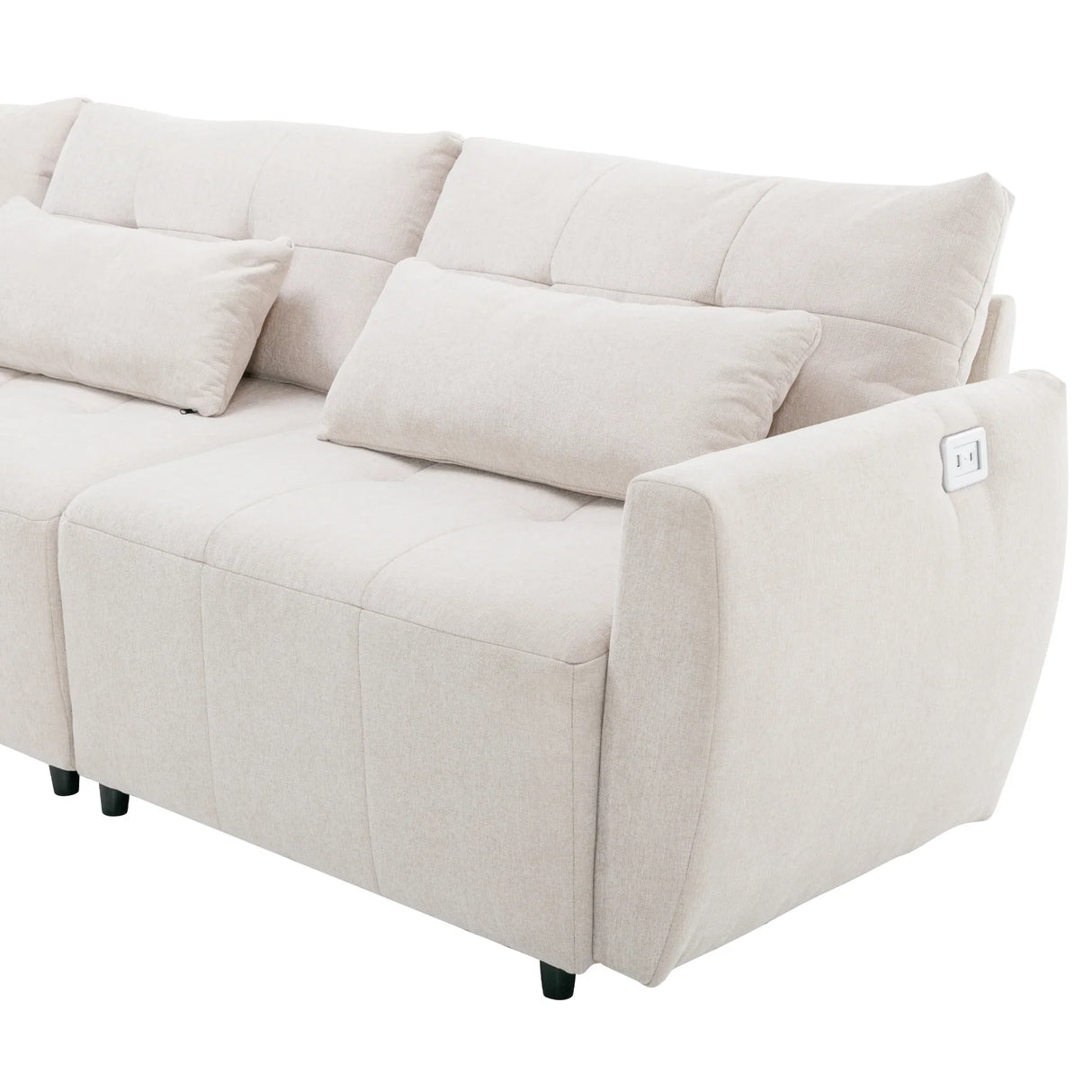 113.3 Modular Sectional With Ottoman And USB C Ports Beige - Furniture Home Direct