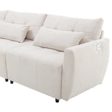 113.3 Modular Sectional With Ottoman And USB C Ports Beige - Furniture Home Direct