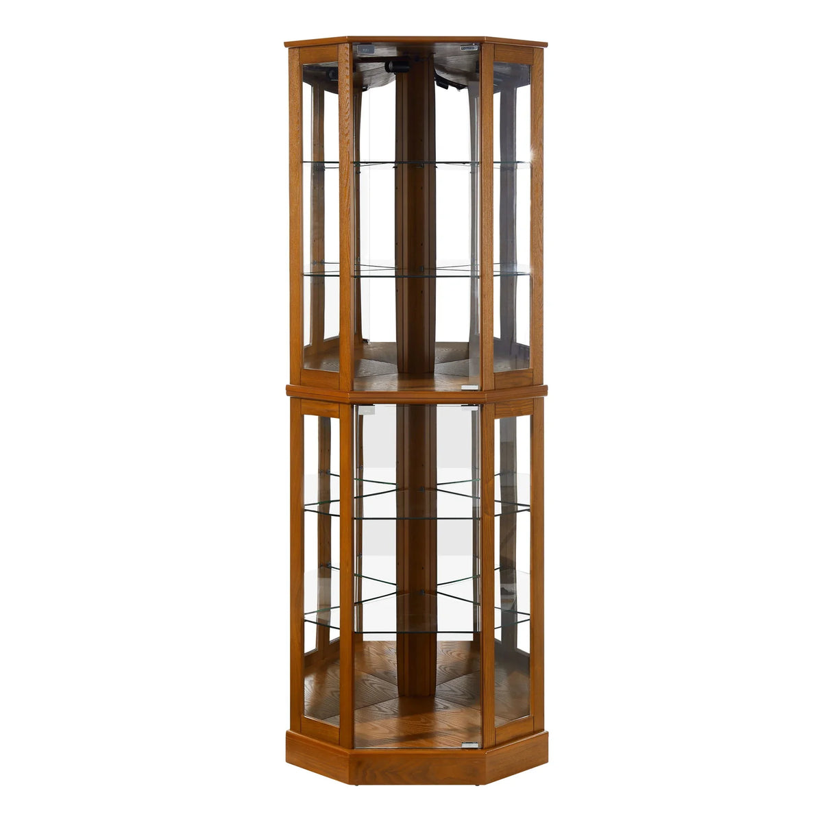 6 Shelf Corner Curio Display Cabinet With Lights, Mirrors And Adjustable Shelves (E26 Light Bulb Not Included) - Furniture Home Direct