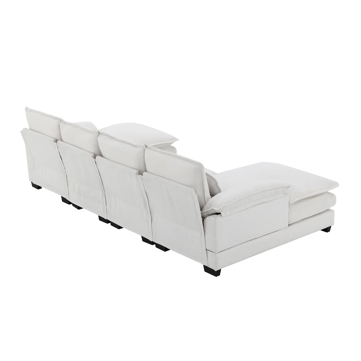 Sectional Sofa Modern U Shaped Chenille Seats 6 White - Furniture Home Direct
