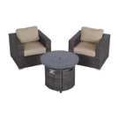Rattan Patio Set With Comfortable Cushions And Fire Pit - Furniture Home Direct
