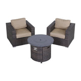 Rattan Patio Set With Comfortable Cushions And Fire Pit - Furniture Home Direct