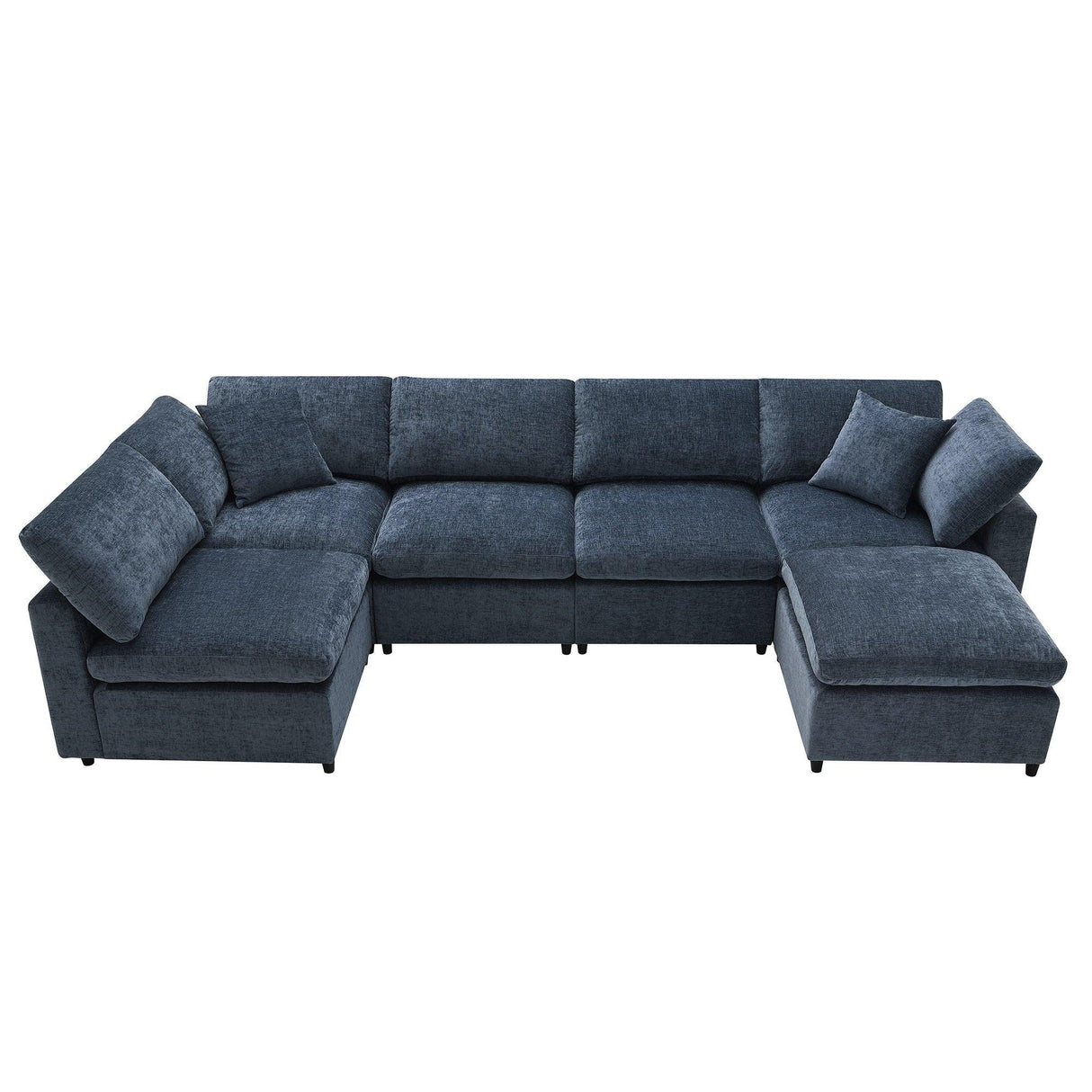 Modern Modular Cloud Sofa Bed, 6 Seat Chenille Sectional Couch Set With Ottoman, Free Combination, Convertible U Shaped Sleeper Sofa For Living Room - Furniture Home Direct