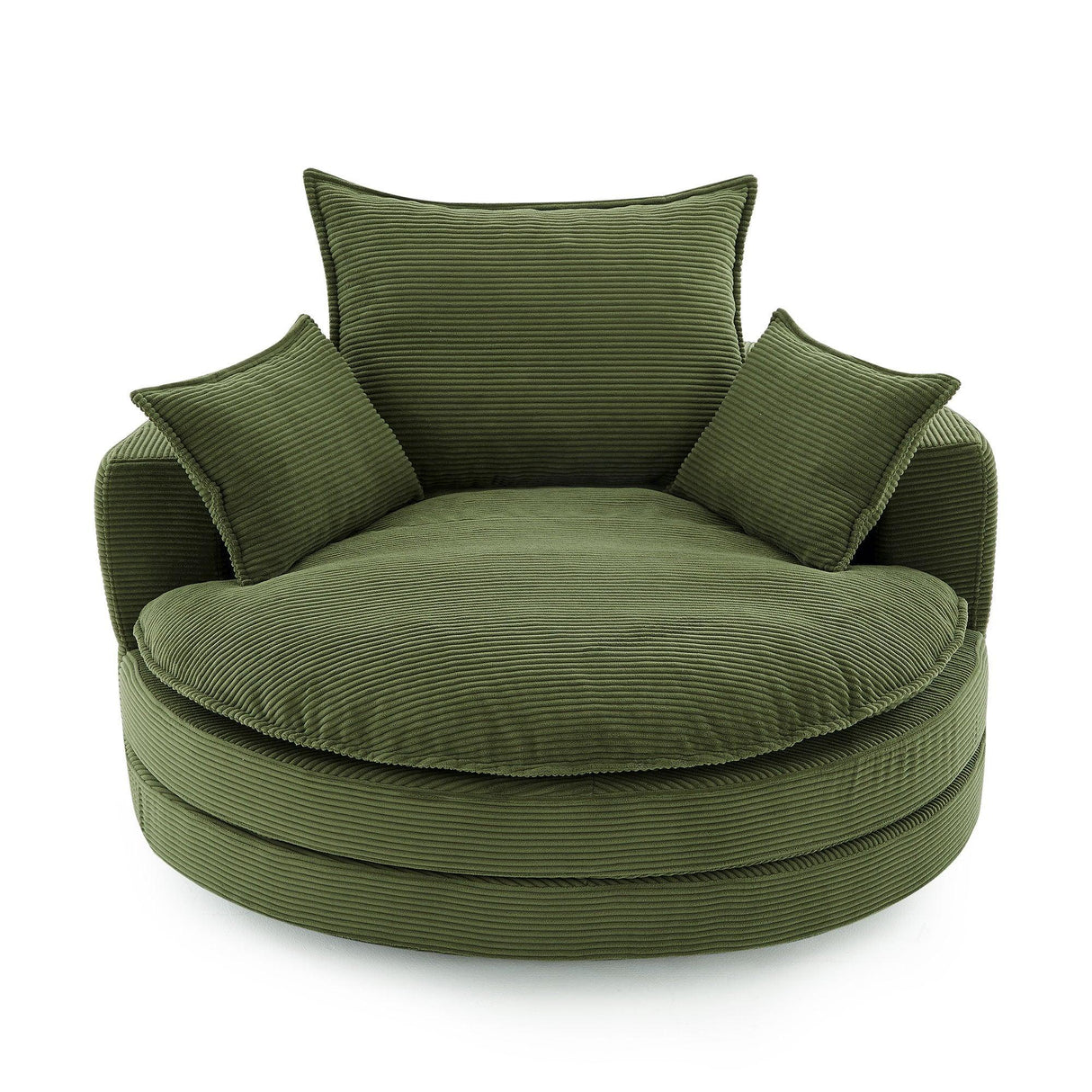 360° Swivel Accent Barrel Chair With Dual Layer Cushion And 3 Removable Pillows - Furniture Home Direct