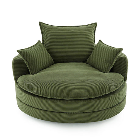 360° Swivel Accent Barrel Chair With Dual Layer Cushion And 3 Removable Pillows - Furniture Home Direct