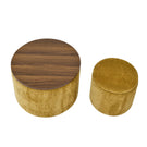 Classic 2 Piece Round Storage Ottoman Set With Drum Shaped Stool - Furniture Home Direct