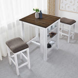 3 Pieces Counter Set Storage Space For Small Space Modern Farmhouse Design Retro Design Easy To Assembly - Antique Dark Oak / Antique White - Furniture Home Direct