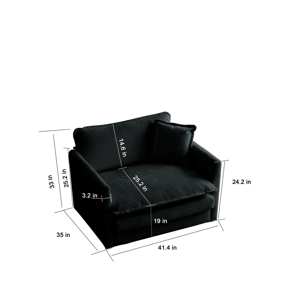 Modern Chenille 3 Piece Living Room Set - Black - Furniture Home Direct