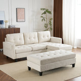 Sleeper Sectional Chenille L Shaped With Chaise Beige - Furniture Home Direct
