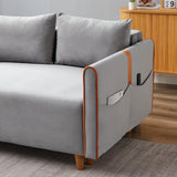 Convertible Comfortable Sleeper Velvet Sofa Couch with Storage for for Living Room Bedroom Sofabed Gray - Furniture Home Direct