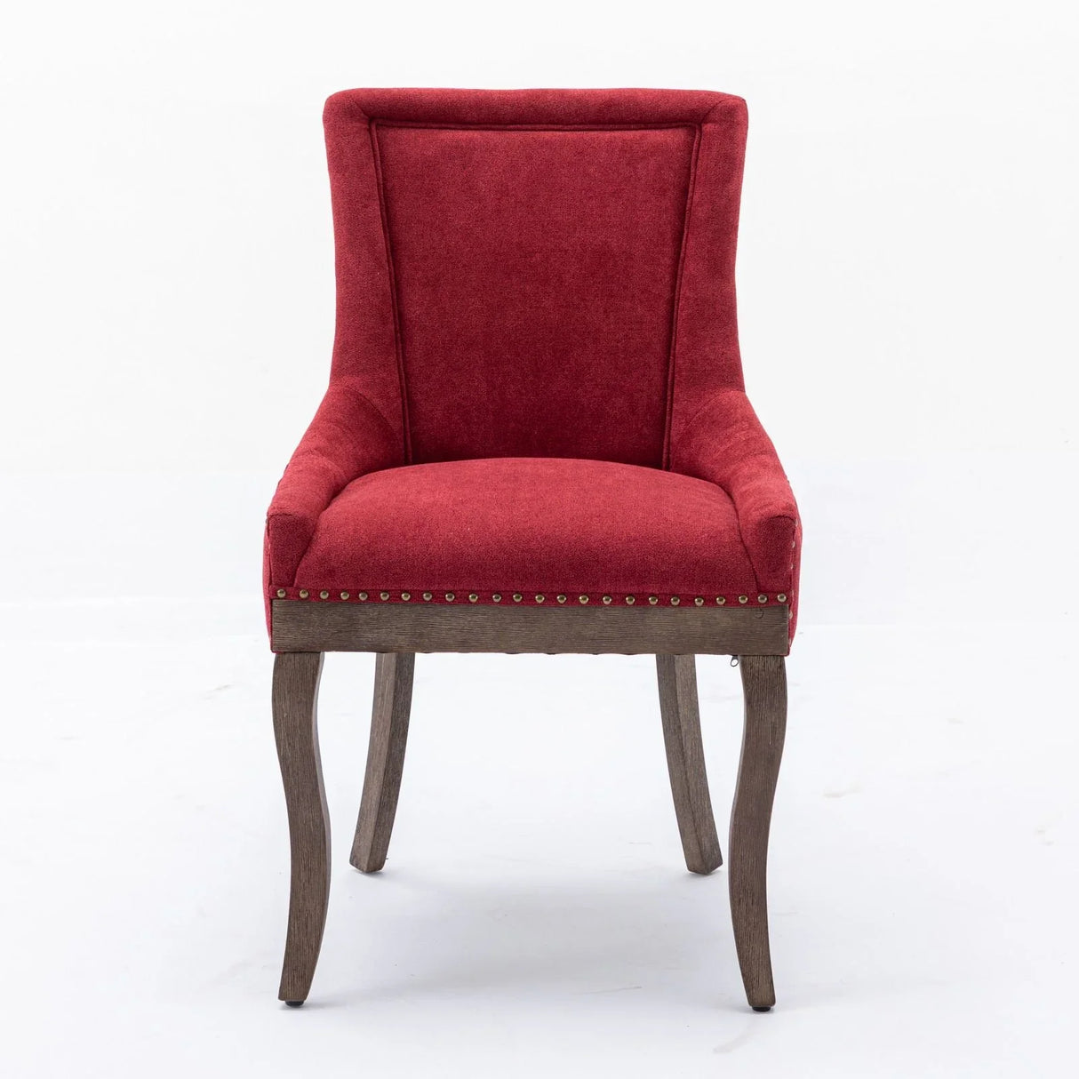 Ultra Side Dining Chair, Thickened Fabric Chairs With Neutrally Toned Solid Wood Legs, Bronze Nail Head (Set of 2) - Furniture Home Direct
