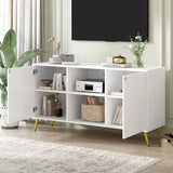 Modern TV Stand With Adjustable Shelf, Handles And Anti-Tip Device - Furniture Home Direct