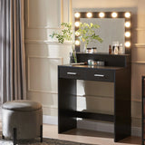 Vanity Desk With Mirror And Lights, Dressing Table With Large Drawer, 2 Level Storage Dresser & 3 Lighting Modes Adjustable Brightness, Suitable For Bedroom - Furniture Home Direct