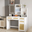 Vanity Desk With Lights and Ample Storage Drawers White - Furniture Home Direct
