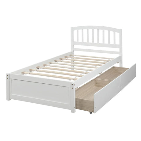 Platform Storage Bed Wood Bed Frame With Two Drawers And Headboard - Furniture Home Direct