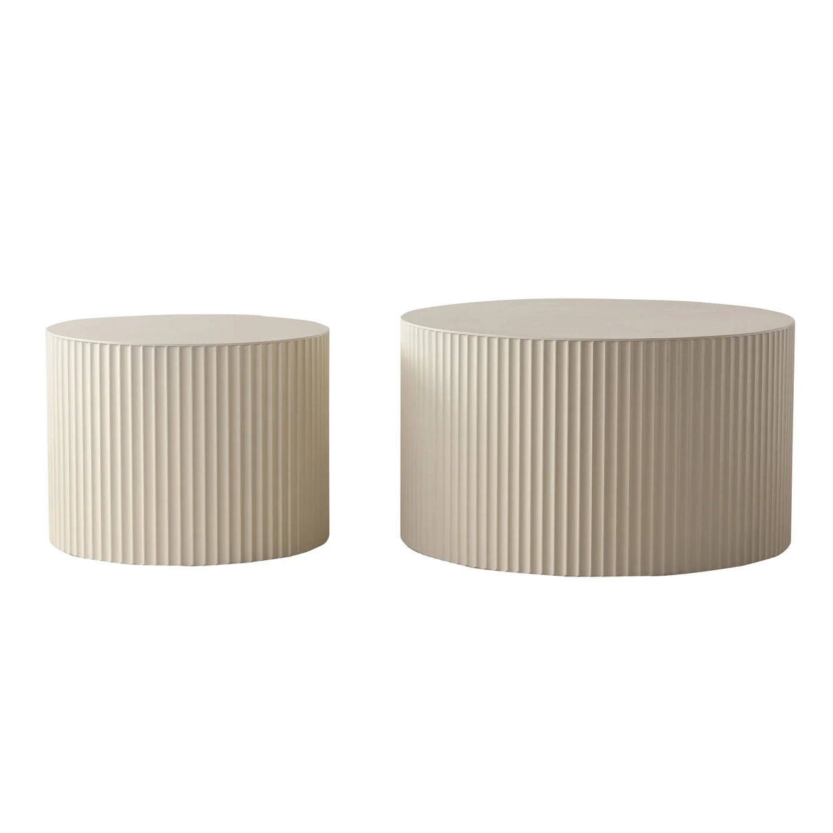 Nesting Coffee Tables Set of 2 Modern Round Soft Beige - Furniture Home Direct