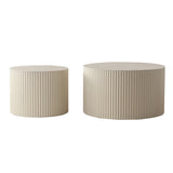 Nesting Coffee Tables Set of 2 Modern Round Soft Beige - Furniture Home Direct