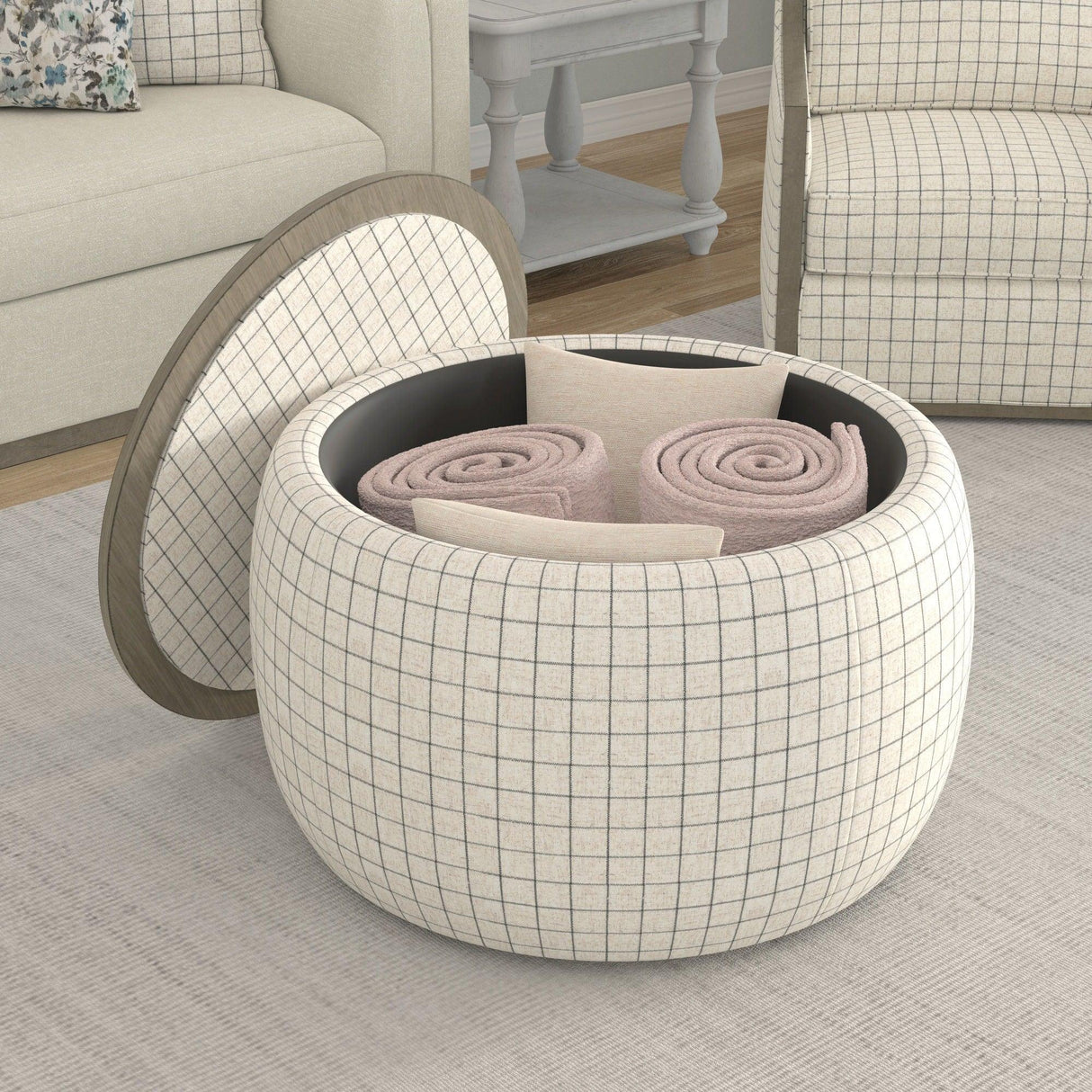Revel - Storage Ottoman - White - Furniture Home Direct