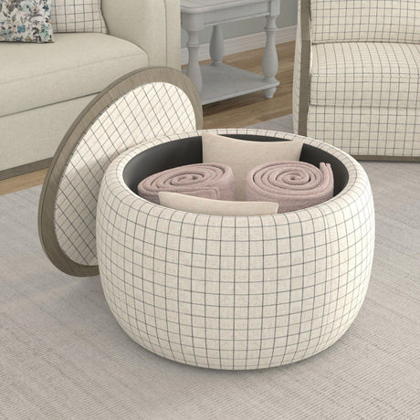 Revel - Storage Ottoman - White - Furniture Home Direct