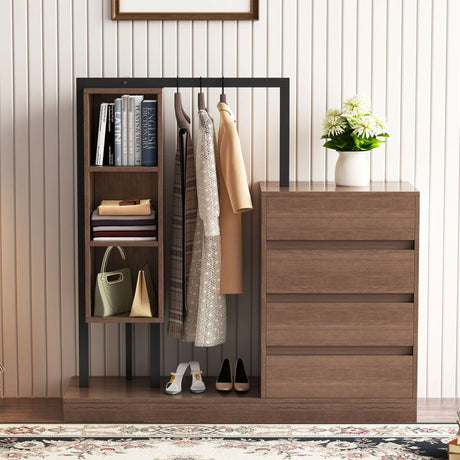 Wardrobe With 4 Drawers And 3 Shelves - Furniture Home Direct