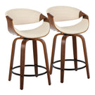 Symphony - Mid Century Modern Fixed Height Counter Stool With Swivel With Round Footrest (Set of 2) - Furniture Home Direct