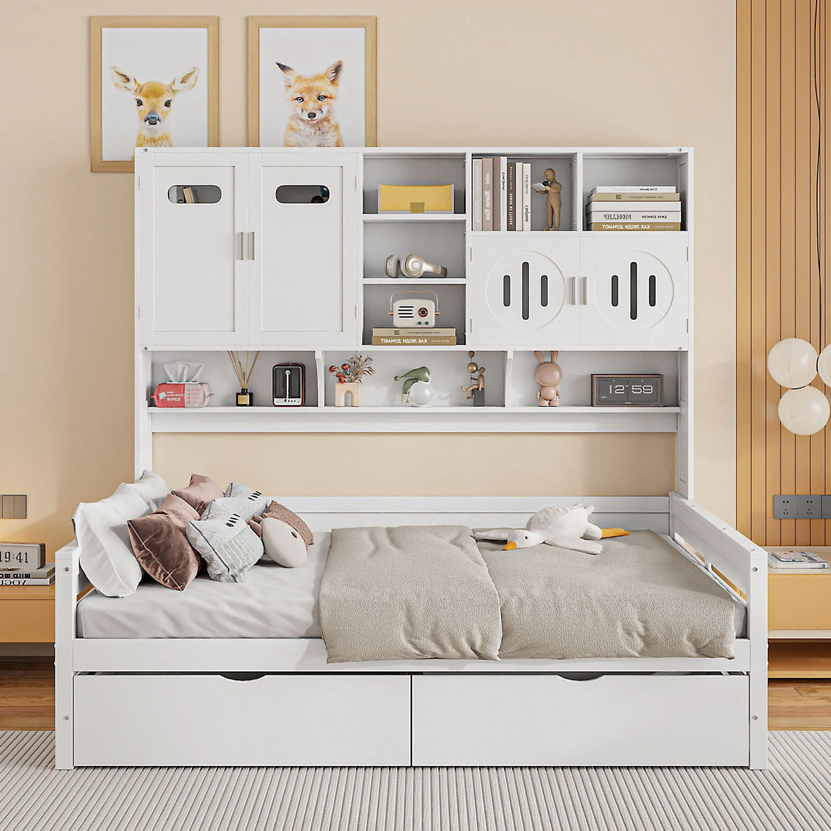 Daybed With All-In-One Cabinet And Shelf - Furniture Home Direct