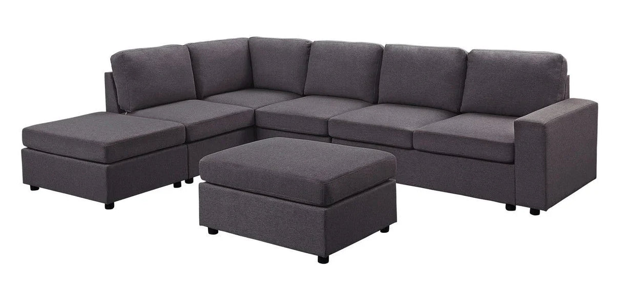 Cassia - 7 Seat Reversible Modular Sectional Sofa With Ottoman - Furniture Home Direct